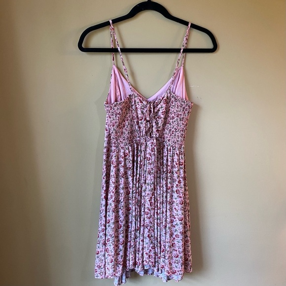 Xhilaration Floral Spaghetti Strap Pink Flutter Sundress - Size Medium - Picture 2 of 11